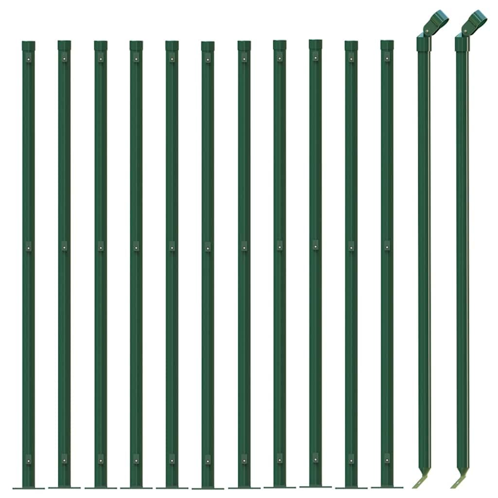 Valla de malla de alambre galvanizada recubierta de PVC con brida de suelo en color verde, dimensiones 1,1 x 25 metros para parcelas y recintos de animales