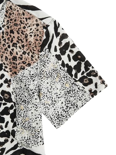 Verdusa Men's Leopard Zebra Print Short Sleeve Button Down Shirt Top4