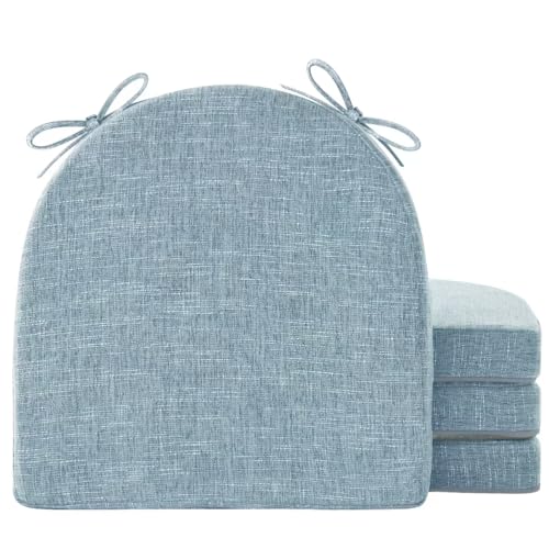 Image of IPYNBAP Chair Cushions for Dining Chairs, Kitchen Chair Cushions, 16'' x 16'' x 2'', Non Slip Indoor Seat Cushions, Chair Pads for Dining Chairs with Ties & Removable Cover, Set of 4, Light Blue