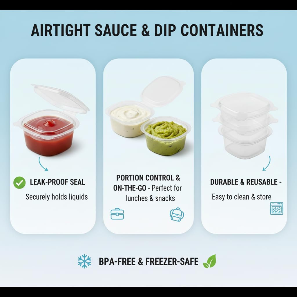 Airtight Sauce Containers - 25 Pack -5