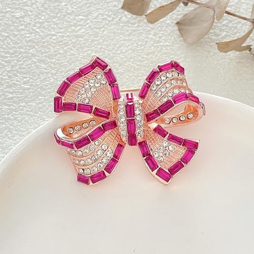 Image of Rhinestone Bow Collar Brooch For Women Dainty Crystal bow Brooch Pin Vintage Blue Sparkling lapel pin Unique Ribbon Bow brooch Badge Clothing Accessory Jewelry Gift