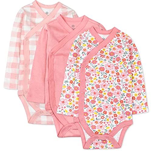 Image of HonestBaby Baby 3-Pack Organic Cotton Long Sleeve Side-snap Kimono Bodysuits