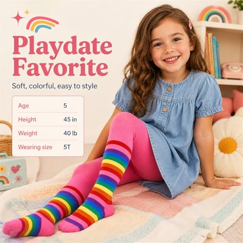 Image of VIKITA Girls tights Cotton Leggings in Spring fall winter stripe socks for girls 3-8 years