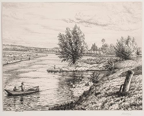 Peinture Vilhelm Kyhn Parti au bord de la Marne : tableau salon style classique