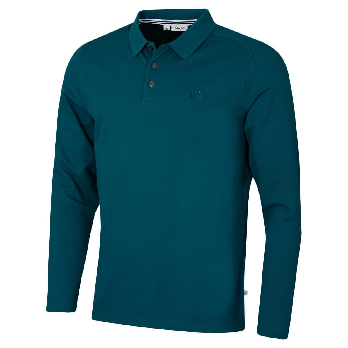 Calvin Klein Mens Long Sleeve Stretch Polo Shirt - Petrol - S