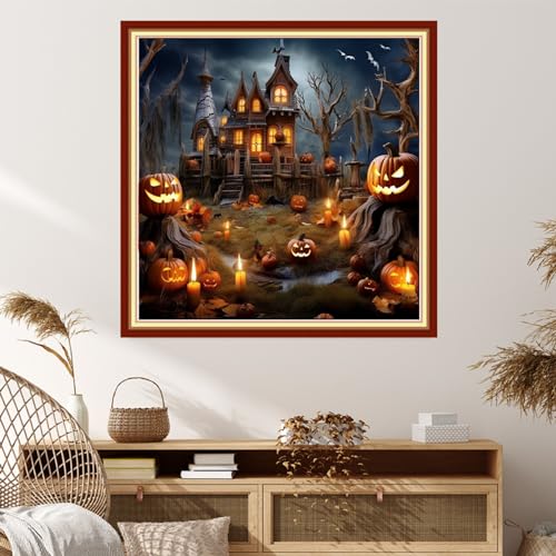 Image of Dimxvean Stamped Cross Stitch Kits,Cross Stitch Kits for Adults Beginners,Embroidery Kits Full Range of Cross Stitch Stamped Kits Needlepoint Kits Cross Stitch Patterns-Funny House 18x18 inch