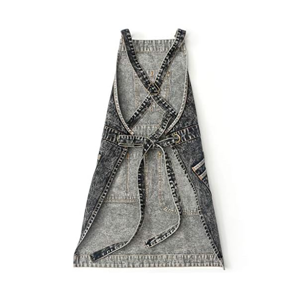 Jeanerlor - Denim-Schürzen mit Taschen für Damen und Herren, Haarstylistin, Kreuzgurte & verstellbar S bis XXXL – Bild 4