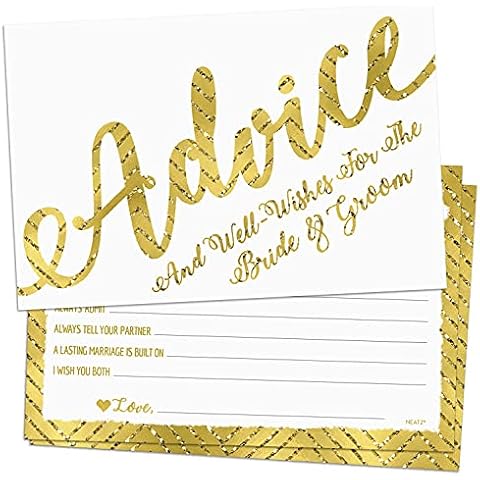 50 Wedding Advice Cards & Well Wishes for the Bride and Groom - Bridal Shower Games, Wedding Games, Wedding Decorations, Wedding Guest Book Alternative Cover