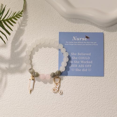 Image of Nurse Graduation Gifts for Women,Class of 2025 Nurse Bracelets with Stethoscope Injector, Nurses Week Gift Nurses Appreciation Gifts