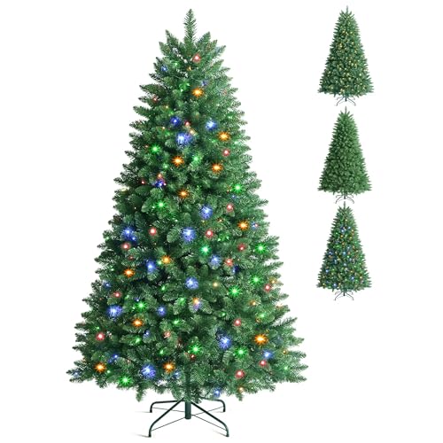 SINCHEREU Albero di Natale con illuminazione,180CM Artificiale Folto Alberi 1200 Punte di Ramo, 300 Luci LED che Cambiano Colore, Facile Montaggio con Supporto in Metallo e Rami Incernierati