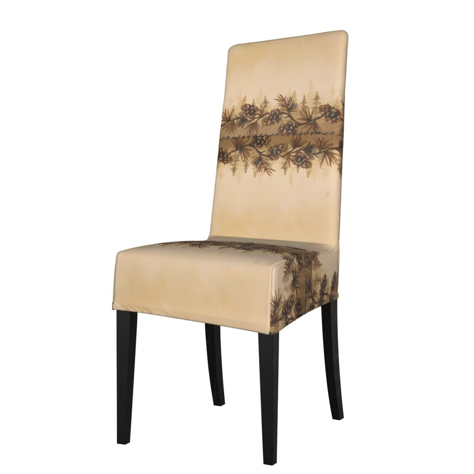 WHJDPP Pine Cone Border Prints Protection Cover for Dining Chair - Stretchy Seat Throw Covers, Wrinkle-Free & Easy Care for Hotel, Wedding & Home Dining Chairs