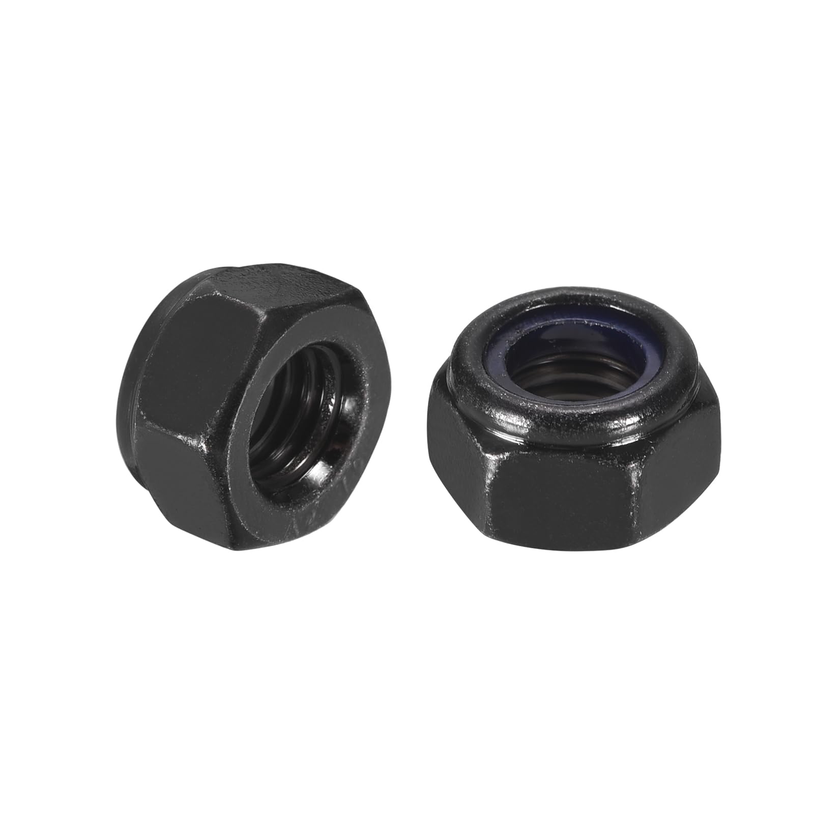 uxcell 50Pcs M8 x 1.25 Nylon Insert Hex Lock Nuts, 304 Stainless Steel Self-Locking Nylon Insert Stop Nut for Industrial Construction Fasteners, Black