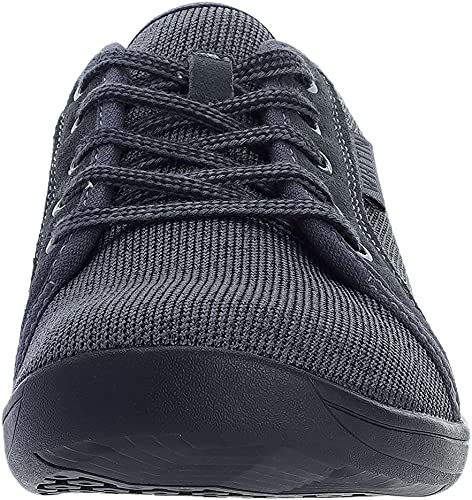Image of WHITIN Women's Knit Barefoot Minimalist Sneakers- Lace Up Wide Fit, Grey /Black, 8.5