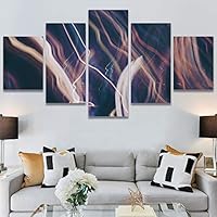 SIGNWIN 5 Panel Canvas Wall Art Abstract Brushstroke Closeup Digital Art Modern Artwork for Home Decorations Ready to Hang - 60