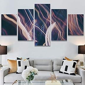 SIGNWIN 5 Panel Canvas Wall Art Abstract Brushstroke...