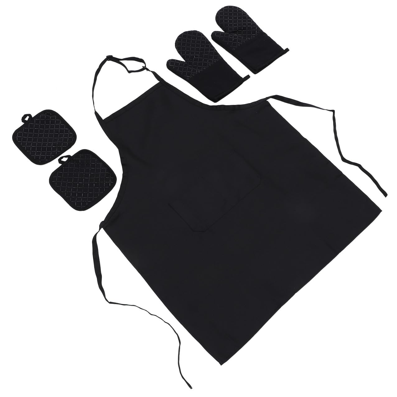 GALPADA Set da Cucina Presine Isolanti Antiscivolo in Cotone e Silicone 5 Grembiule Regolabile 5 Guanti da Resistenti al Calore per Feste e Servizio