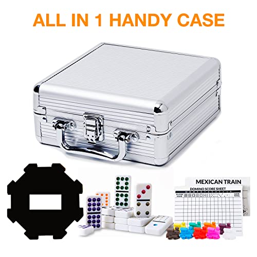 Tocebe Dominoes Set, Mexican Train Dominoes For Travel, 91 Tiles Double12 Colored Dominoes Game Set With Aluminum Case #TOP1