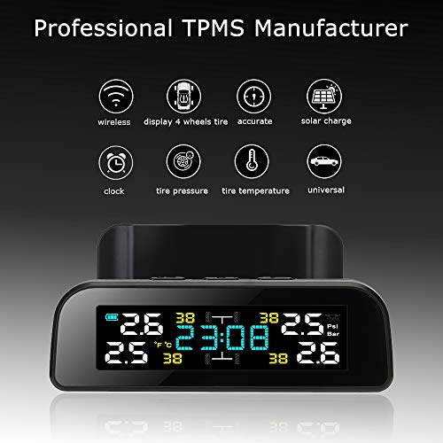 yeacher Sistema Solar de Monitor de Pressão dos Pneus Automóvel Relógio Despertador de Pressão dos P