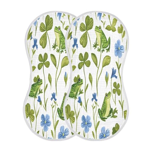 Playful Frogs Burp Cloths Cotton Baby Washcloths,Large 22x11in Burping Cloth Absorbent and Soft for Newborn Baby Boys and Girls,2 Pack2