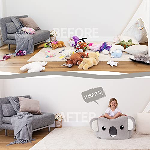 Aubliss Unicorn Stuffed Animal Storage Bean Bag Chair For Kids, Velvet Extra Soft Beanbag Chairs Cover, X-Large Stuffable Zipper Bean Bag For Organizing Plush Toys Girls Bedroom Decor, Koala #TOP1