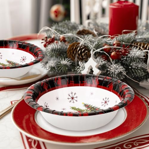 Cuencos de papel de Navidad desechables para evitar derrames de comida fría y caliente 8