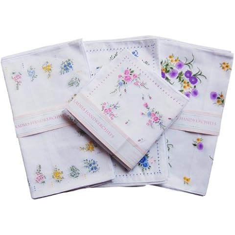 Ladies & Girls White Floral Handkerchief Gift Set (4 Pack) Cover