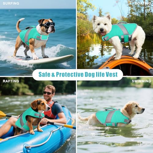 Mosucoirl Dog Life Jacket High Flotation,Shark Dog Lifesavers Floats Coat High Visibility Reflective Pet Safety Vest Swimsuits Small Medium Large Dog Life Vest for Swimming Boating Surfing Kayaking