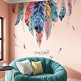 DERUN TRADING Dream Catcher Feathers Wall Decals Wall Decals Green Leaves Wall Paper Evergreen Wall Sticker Removable Decal Peel and Stick Giant Wall Decals Painterly Ivy Peel and Stick Wall Decals