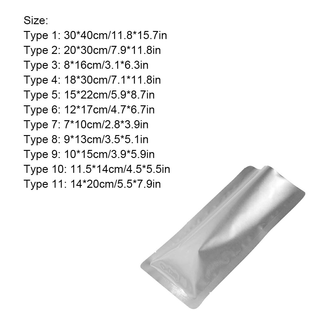 Bolsas de sellado al vacío de 100 piezas para almacenamiento de alimentos: sellado fuerte y frescura extendida garantizada Papel de aluminio mezclado, 30 * 40 cm, 20 hilos