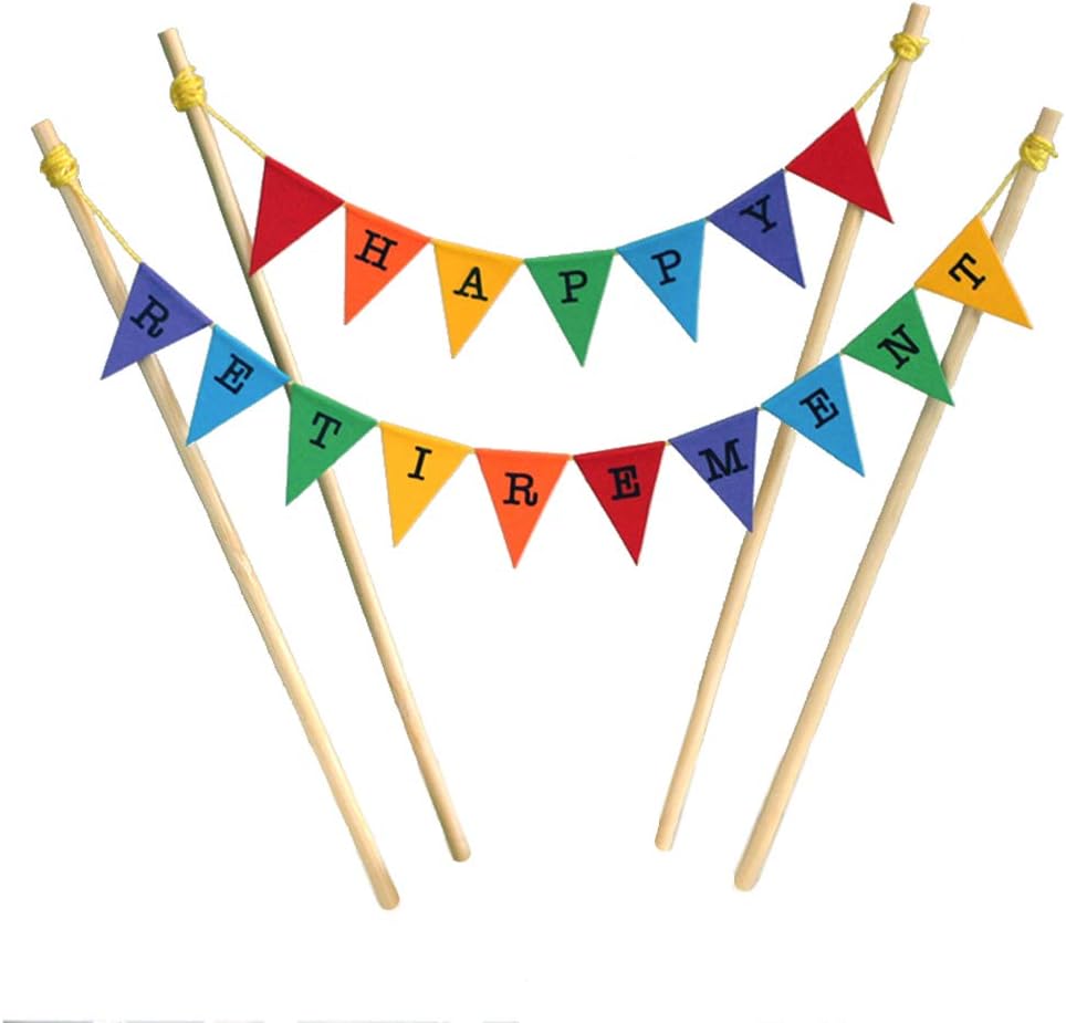 amazing buntings Happy Retirement Cake Topper with 4 sticks,123061