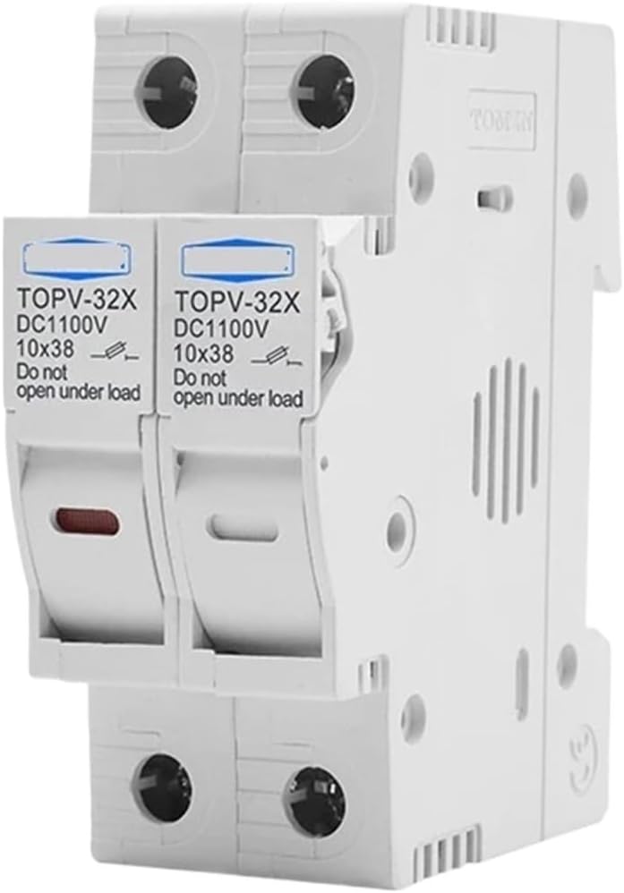 Set of 1P 2P DC Fuse Holder 10 * 38mm 1100V TOPV-30 Base System Protector gpV(25A,1P with LED)