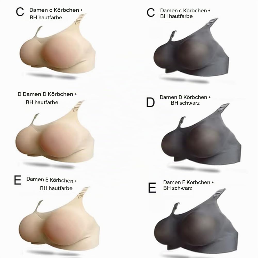 Tragbarer Silikon Fake Brüste für Frauen Männer Sex Spielzeug, Einteiliger mit künstlichen Brüsten Drei Größen erhältlich, Erotik Sextoys Crossdresser Transgender Cosplay(Hautfarbe-C)