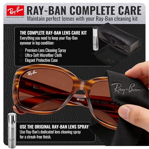 Image of Ray-Ban RB4101 JACKIE OHH Butterfly Shaped Sunglasses for Women with Official RAYBAN Eyewear Kit