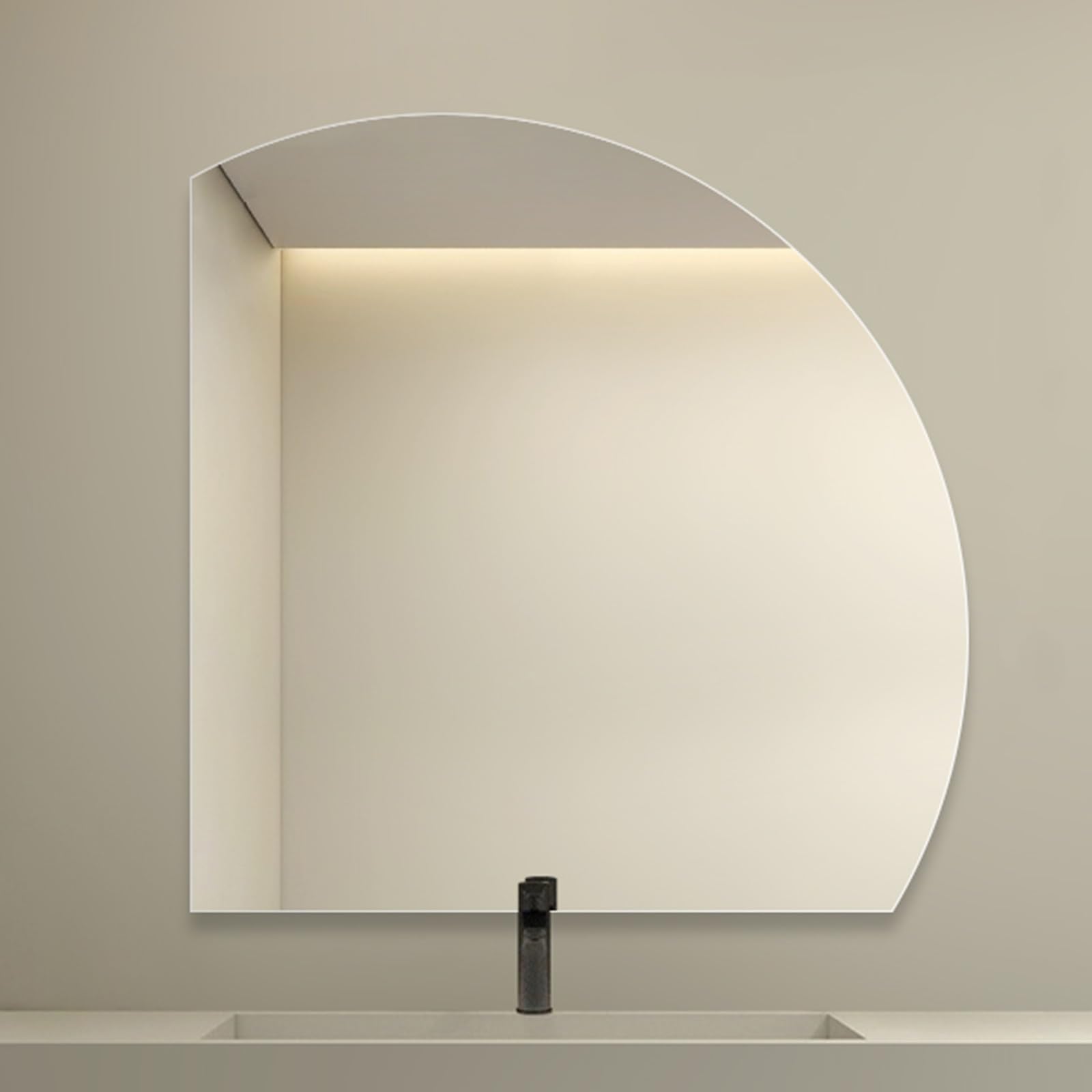 SXFSDOU Modern Frameless Half Moon Bathroom Mirror - 31.5in Explosion Proof Vanity for Living Room, Bedroom, Entryway Left/Right Cut Design (80cm)