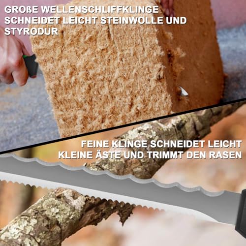 paxlloonge Dämmstoffmesser - Länge 420mm, 280mm Edelstahl Doppelklinge, inkl. Schutzetui - Geeignet für Rohrisolierung, Styrodur, Steinwolle, Dämmwolle und Unkrautentfernung