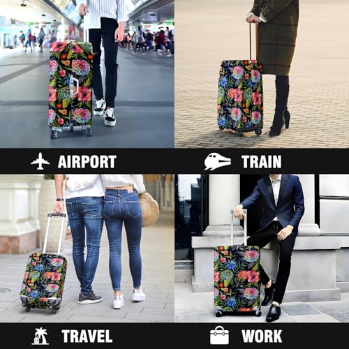 Travel Luggage Cover Suitcase Protector Scratch-Resistant Fit Not Included Suitcase Flowering Plant L-26-28in4