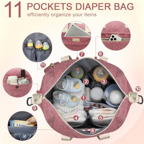 Image of Pritent Diaper Bag - Baby Diaper Bag Waterproof Large Maternity Travel Baby Bag for Mom and Dad