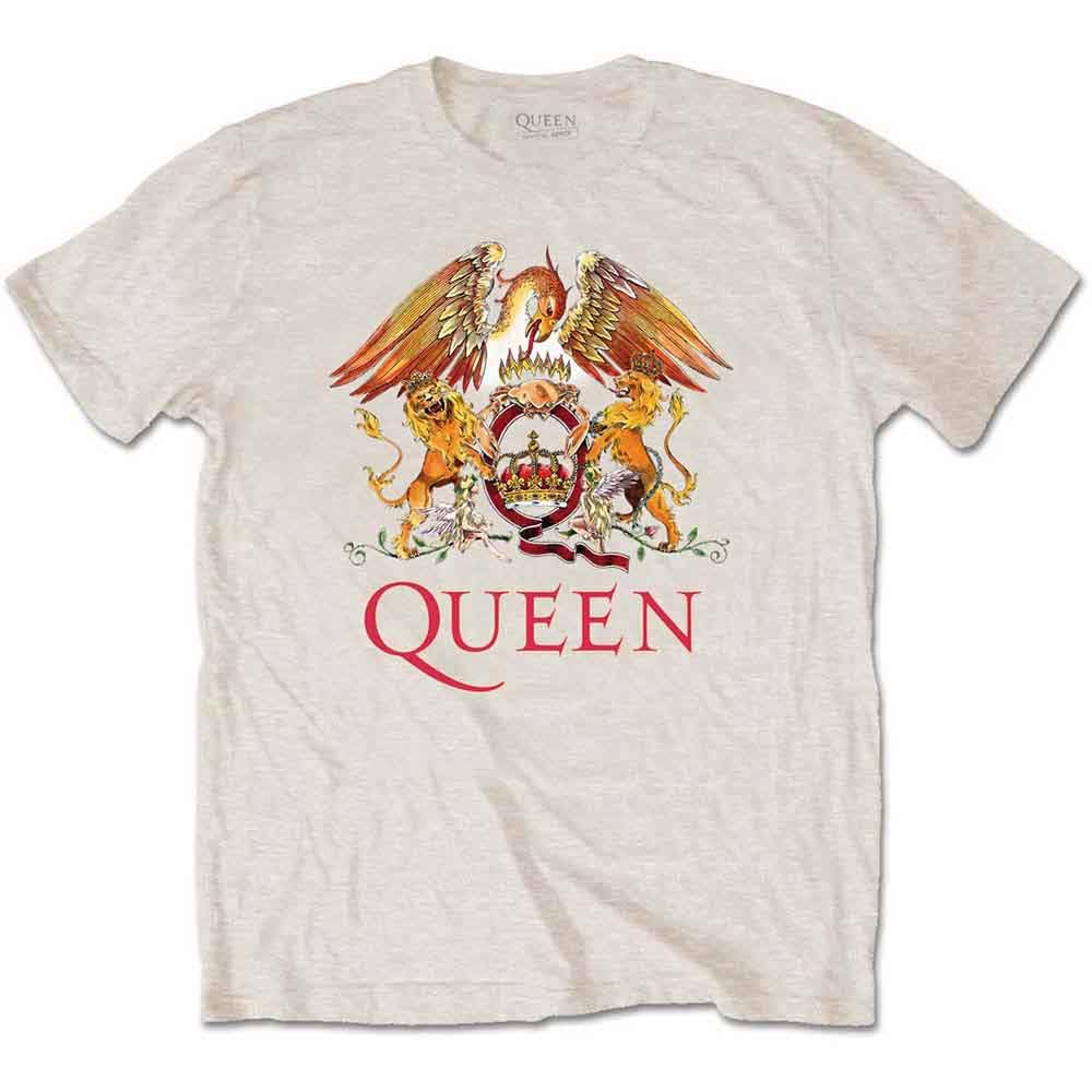 Rockoff Trade Men's Queen Classic Crest T-Shirt, Beige (Neutral Neutral), X (Size:X-Large)