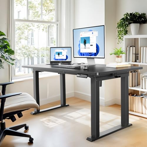 Image of HUANUO 4-Leg Dual Motor Electric Standing Desk Frame, Black Frame Only