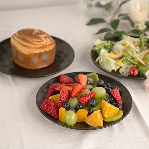 Vicrays 18-Piece Kitchen Dinnerware Set, Ceramic Fluted Dinner Plates, Salad Plates, Bowls Set, Microwave, Oven, And Dishwasher Safe, Scratch Resistant, Suitable For Home, Party, Restaurant (Black) #TOP7