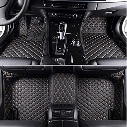 HIZH Tapetes De Piso De AutomóViles para Los Accesorios Jaguar XF XE XJL XJ6 XJ6L E-F-Pace Paso Firme Suave De Coches Tapetes para Los Coches, Negro Beige LíNea