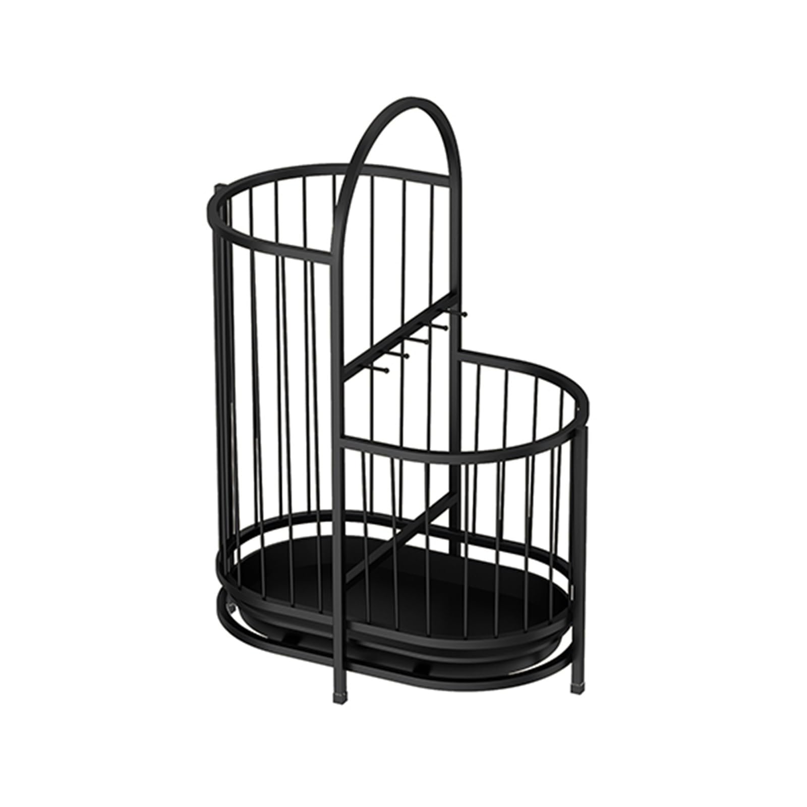 BHFPFZA Metal Freestanding Umbrella Stand with Drip Tray and Hook Round Design (Black 32cm)