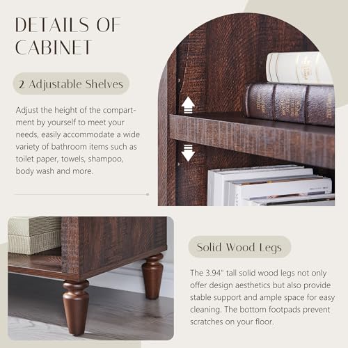 Image of IFBUY 76 inch Arched Bathroom Storage Cabinet, Large Arched Cabinet, Brown