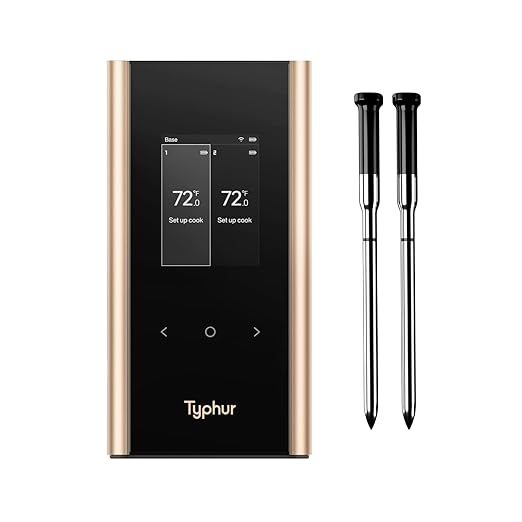 Sync Gold Wireless WiFi Meat Thermometer | Two Slim Probes | 10x Stronger Signal Than Bluetooth | Reliable Readings Through Kamado Grill, BBQ, Oven, Smoker | Easy-to-Use Base