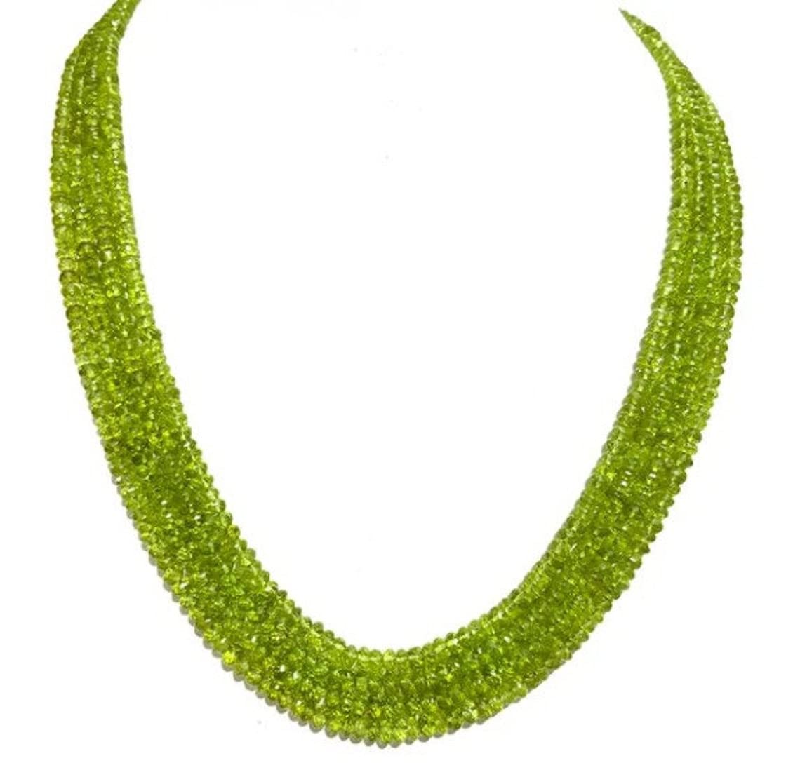 GenericZoya Gems & Jewellery AAA Quality 4MM Peridot Crystal Necklace, Rondelle 18 Inch, 4 Layer Beaded, Gift For Her, Women's Necklace