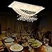 Silver Rectangle Crystal Raindrop Chandelier for Living Room, 8 Lights Modern Flush Mount Crystal Ceiling Light Fixture Pendant Lamp for Kitchen Island, Dining Room, Closet, Wedding Decor of CRYSTOP