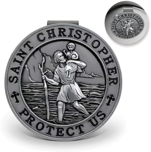St. Christopher Medal for Car, Metal Saint Christopher Protect Us Visor Clips for Cars, Automotive Visor Accessories, New Driver Gifts Driving Safety Car Accessories for Women Men