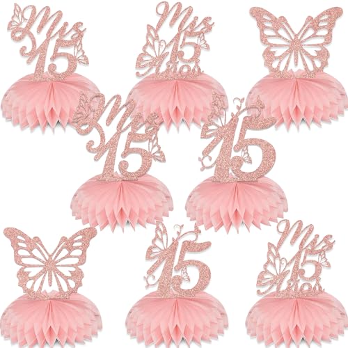 Fournitures de décoration de fête d'anniversaire Mis 15 ans thème papillon
