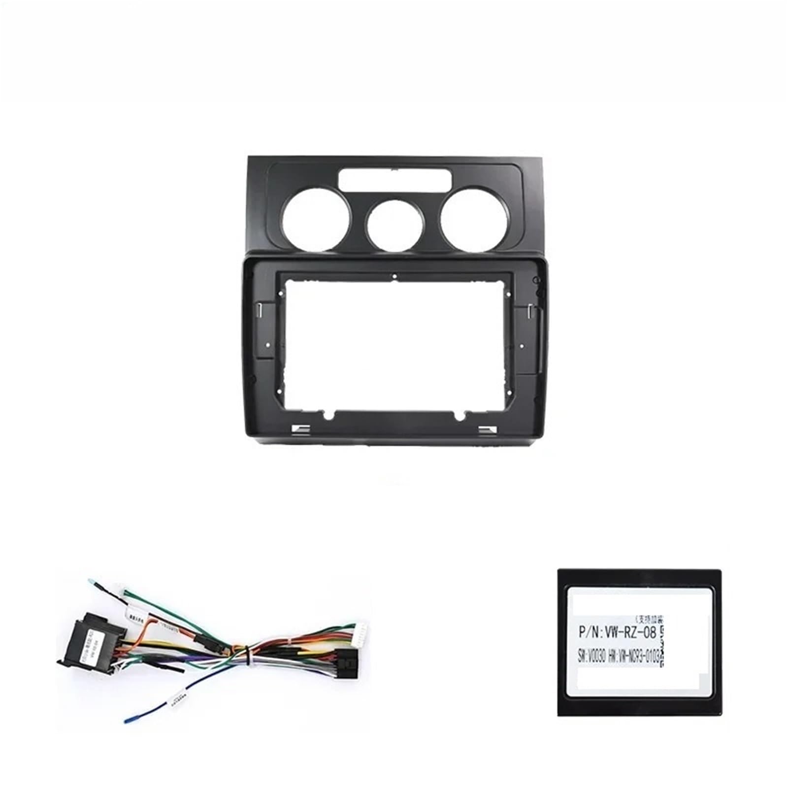 JKELPV Car Radio Frame Kit Fit For VW Touran 2004-2008 Audio Dash Kits Frame Facia Panel Car Radio Fascia Frame 10inch Radio adapter(FrameC Cable Canbus)