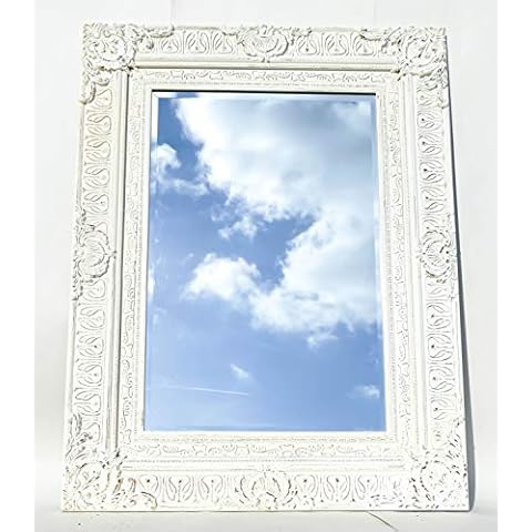 Antique Style Elegant Mirrors - Varied Colours & Styles - Floor Mirrors, FreeStanding, Wall Hanging, Large, Shaped, Textured - Variety of Sizes (White, 60x90cm) Cover